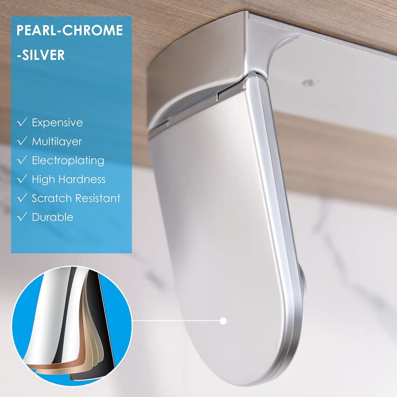 simpletome ONE HAND TEAR Paper Towel Holder Under Cabinet Adhesive or Drilling Installation Aluminum Alloy + ABS (Pearl Chrome Silver) - Image 5
